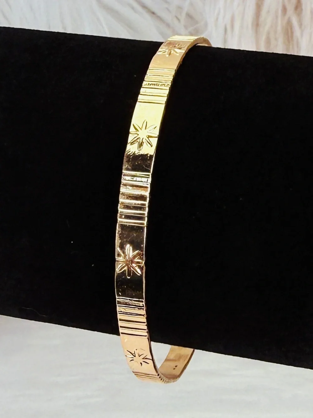 Goldtone Star Bangle Stackable Cuff Bracelet